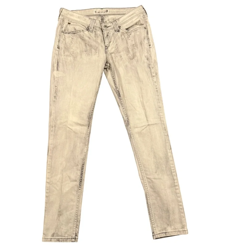 Levi's Mens Low Rise Skinny Acid Wash White Black Denim Jeans Size 36x30